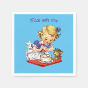 Aangepast  meisje die een taart bakken servet