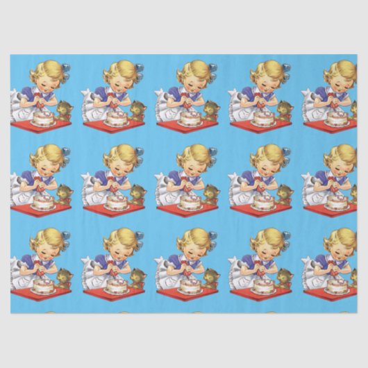 Aangepast  meisje die een taart bakken tissuepapier (Voorkant)