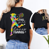 Aangepast Meisje Houdt Van Tennis Dubbelzijdig Act