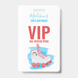 Aangepast meisje met draagtas op feestdag, rolblok badge