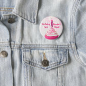 Aangepast meisje  Roze Cupcake Foto Ronde Button 5,7 Cm (In situ)
