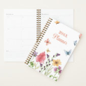 Aangepast meisje spoelt wilde bloemen en vlinders planner (Display)