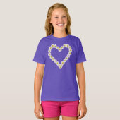Aangepast meisje T-shirt: hartvormig Daisychain T-shirt (Voorkant volledig)