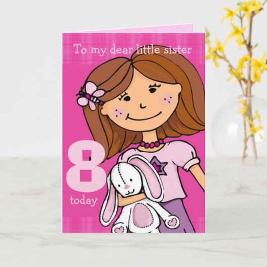 Aangepast meisje's verjaardagskaart "Girlie Knuffe Kaart (Gele Bloem)