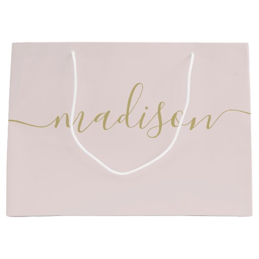 Aangepast meisjesachtig Feminine Gold Script Blush Groot Cadeauzakje (Voorkant)