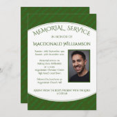 Aangepast | MEMORIËLE DIENST | Funeral GREEN Invit Kaart (Voorkant / Achterkant)