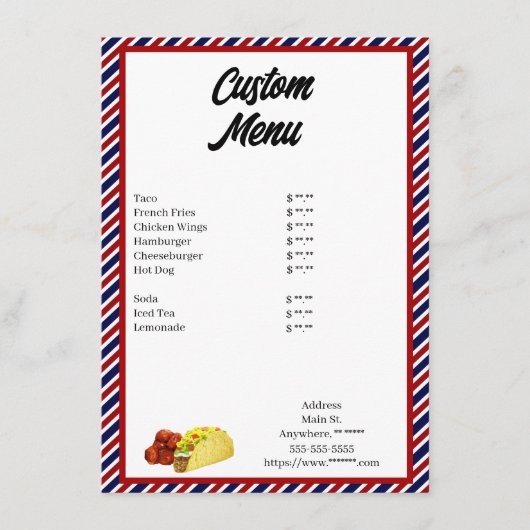 Aangepast menu (Voorkant)