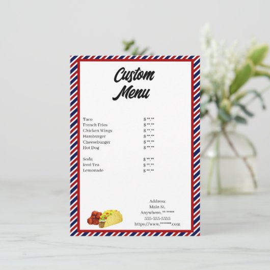 Aangepast menu (Staand voorkant)