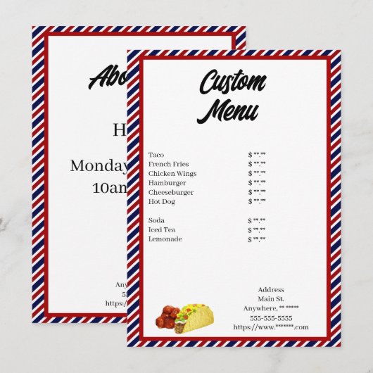 Aangepast menu (Voorkant / Achterkant)