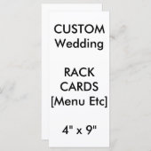 Aangepast menu en programmakaarten 9-inch x4-inch (Voorkant / Achterkant)