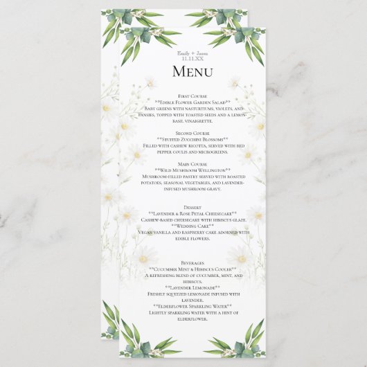 Aangepast menu eucalyptus daisy thema Flat Menu (Voorkant / Achterkant)