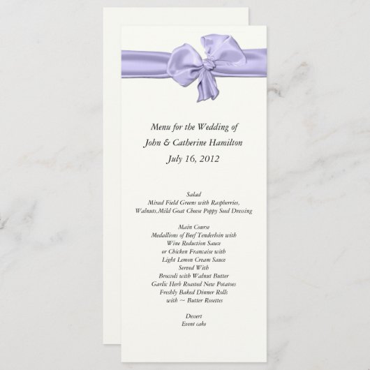 Aangepast menu Skinny Weddenstabel (Voorkant / Achterkant)