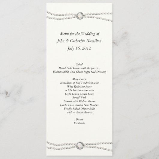 Aangepast menu Skinny Weduwtabel (Voorkant)