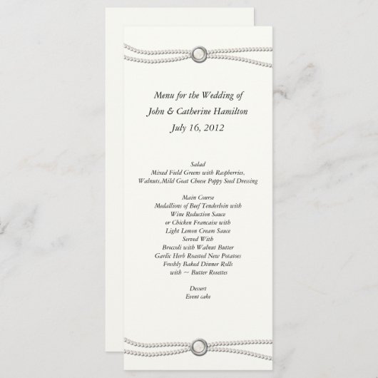 Aangepast menu Skinny Weduwtabel (Voorkant / Achterkant)