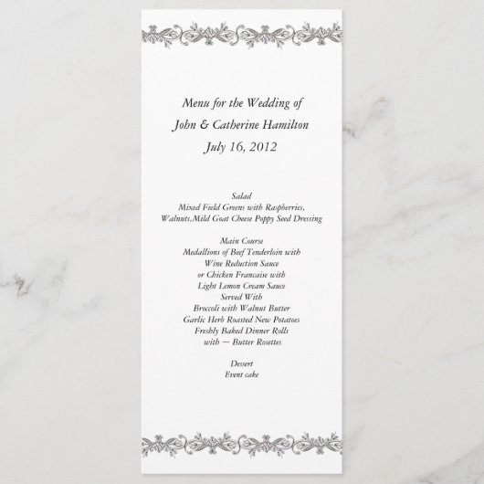 Aangepast menu Skinny Weduwtabel (Voorkant)