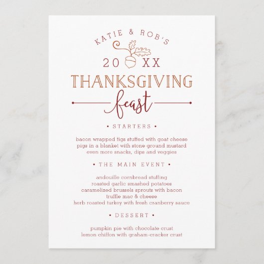 Aangepast menu Thanksgiving feast (Voorkant)