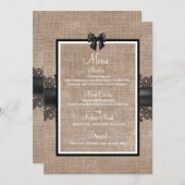 Aangepast menu voor Burlap, Linen en lace bruiloft (Voorkant / Achterkant)