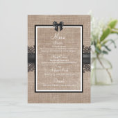 Aangepast menu voor Burlap, Linen en lace bruiloft (Staand voorkant)