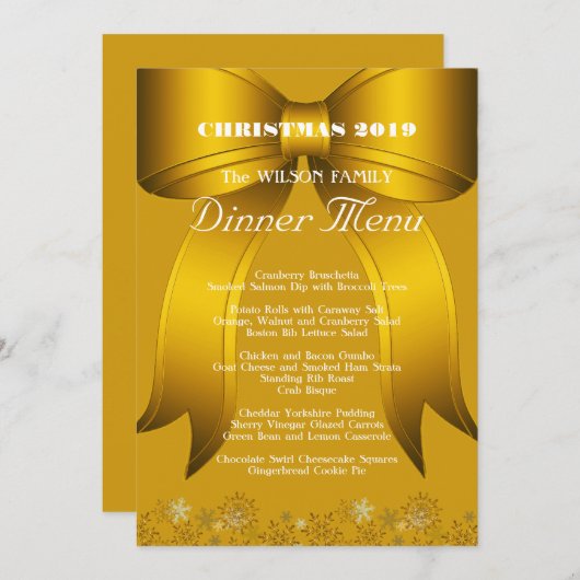 Aangepast menu voor goudkerstdinnen (Voorkant / Achterkant)