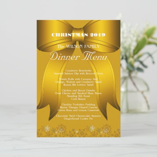 Aangepast menu voor goudkerstdinnen (Staand voorkant)