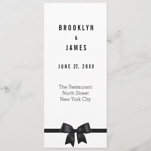 Aangepast menu voor zwart-wit bruiloft met blokje (Achterkant)