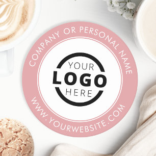 Aangepast merk Bedrijfs Logo Promotieroze Ronde Kartonnen Onderzetter