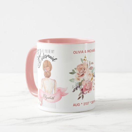 Aangepast merk bruidsmeisje voorstel bruids partij mok (Voorkant links)