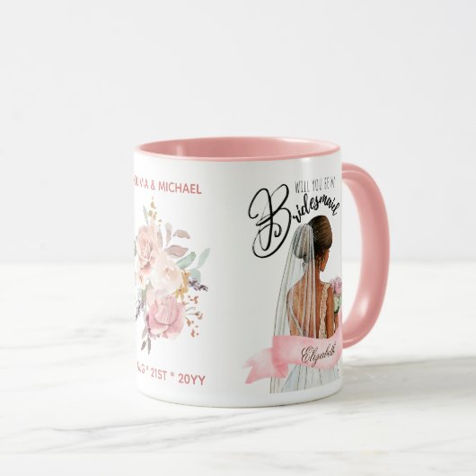 Aangepast merk bruidsmeisje voorstel bruids partij mok (Voorkant rechts)