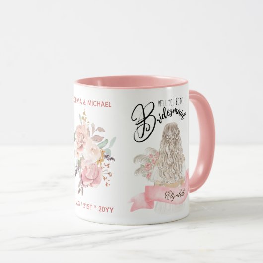 Aangepast merk bruidsmeisje voorstel bruids partij mok (Voorkant rechts)