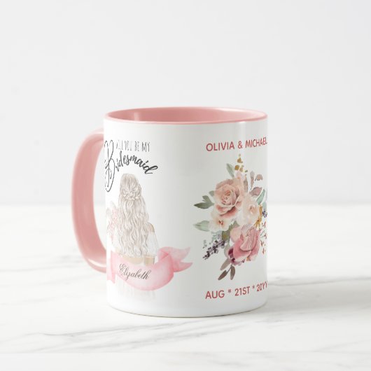 Aangepast merk bruidsmeisje voorstel bruids partij mok (Voorkant links)