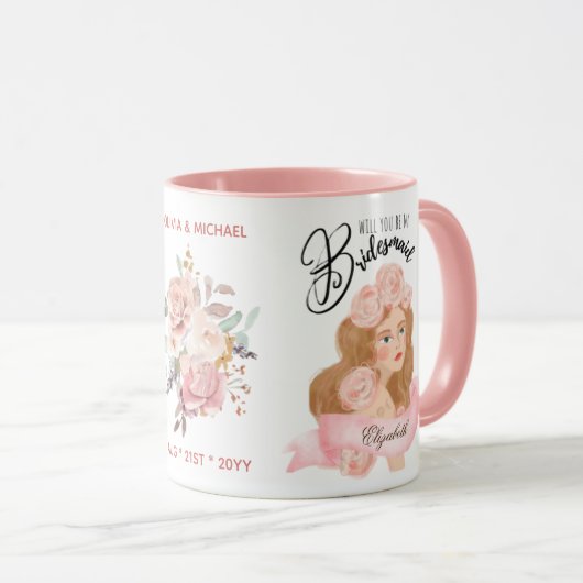 Aangepast merk bruidsmeisje voorstel bruids partij mok (Voorkant rechts)