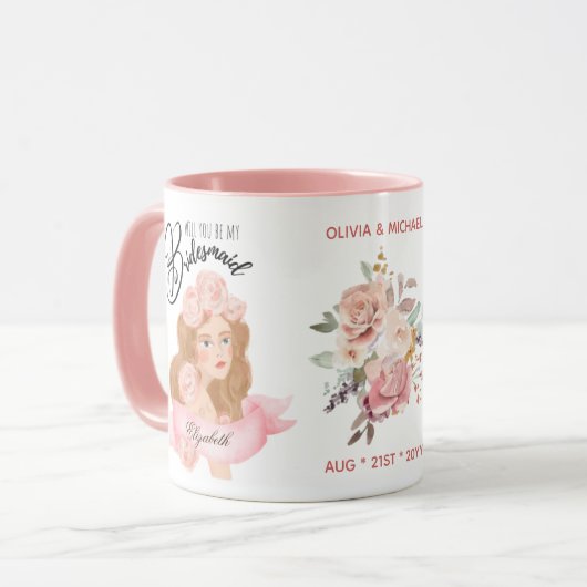 Aangepast merk bruidsmeisje voorstel bruids partij mok (Voorkant links)