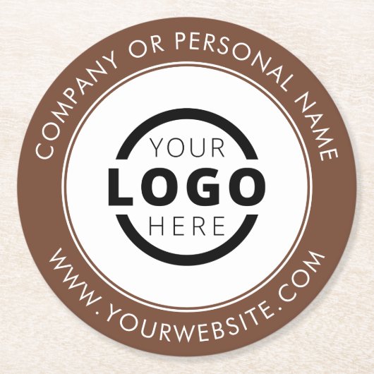 Aangepast merk Business Logo Promotion Brown Ronde Kartonnen Onderzetter (Voorkant)