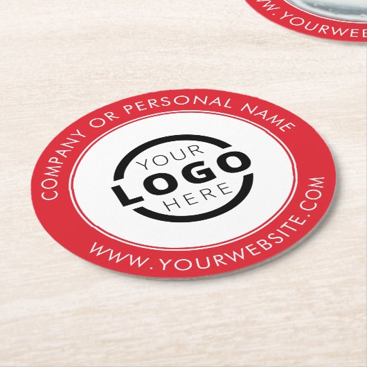Aangepast merk Business Logo Promotion Red Ronde Kartonnen Onderzetter (Gebogen)