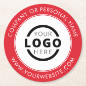 Aangepast merk Business Logo Promotion Red Ronde Kartonnen Onderzetter (Voorkant)