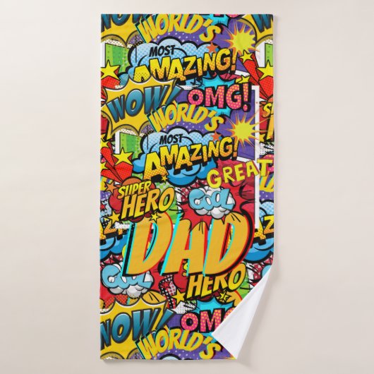 Aangepast merk DAD Gift - Comic Superhero Fun Name Badhanddoek (Badhanddoek)