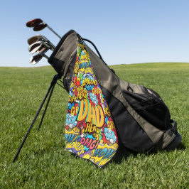 Aangepast merk DAD Gift - Comic Superhero Fun Name Golfhanddoek