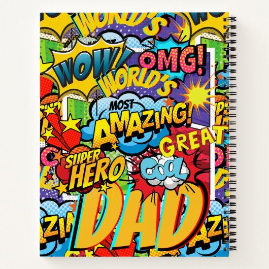 Aangepast merk DAD Gift - Comic Superhero Fun Name Notitieboek (Achterkant)