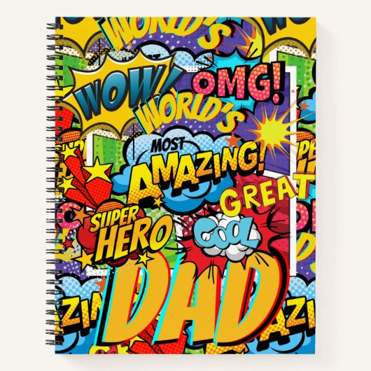 Aangepast merk DAD Gift - Comic Superhero Fun Name Notitieboek (Voorkant)