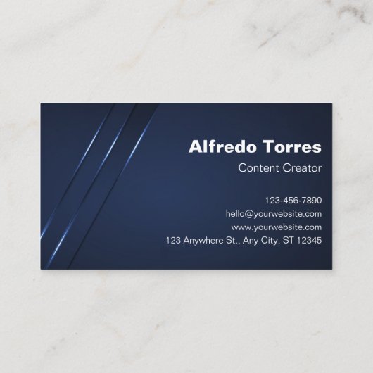Aangepast merk Donkerblauw Moderne Content Creator Visitekaartje (Achterkant)