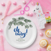 Aangepast merk Greenery Oh Baby | BABY SHOWER Papieren Bordje (Feest)