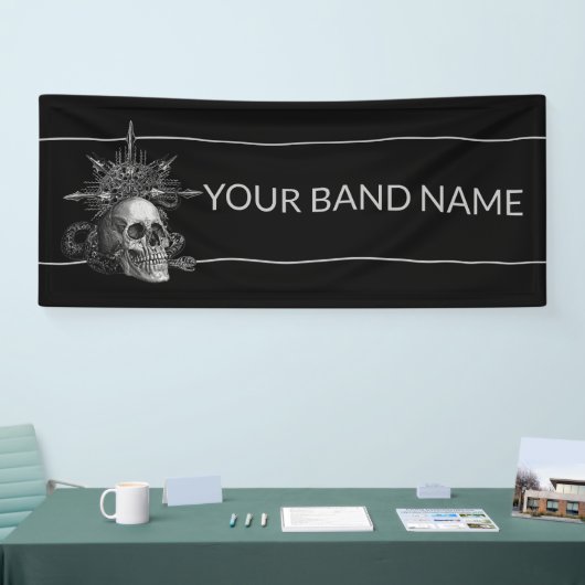 Aangepast merk Merch Rock Show Skull Metal Music G Spandoek (Beurs)