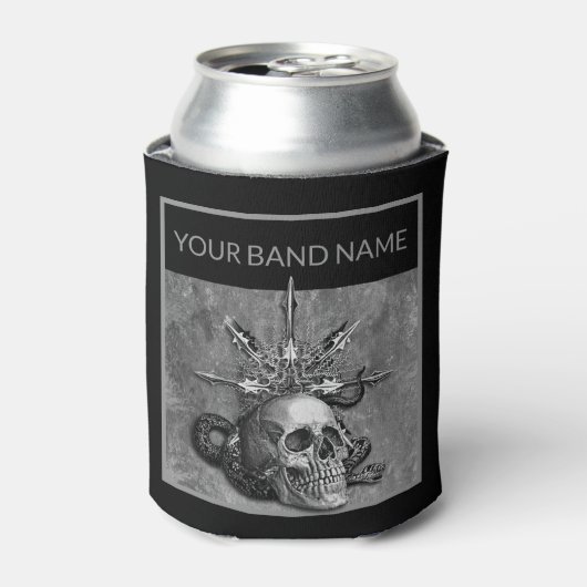 Aangepast merk Merch Skull Rock Musician Metal Mus Blikjeskoeler (Blikje Voorkant)