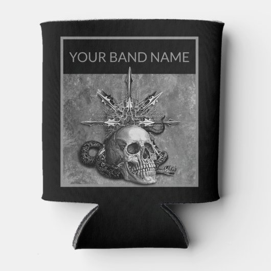 Aangepast merk Merch Skull Rock Musician Metal Mus Blikjeskoeler (Voorkant)