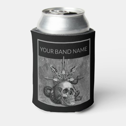 Aangepast merk Merch Skull Rock Musician Metal Mus Blikjeskoeler (Blikje Achterkant)
