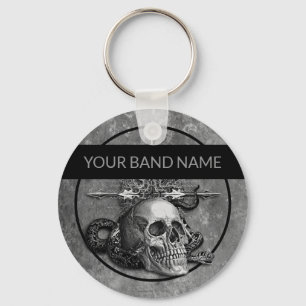 Aangepast merk Merch Skull Rock Musicus Sleutelhanger