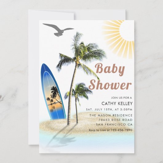 Aangepast merk strand surfen Baby shower Kaart (Voorkant)