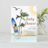 Aangepast merk strand surfen Baby shower Kaart (Staand voorkant)