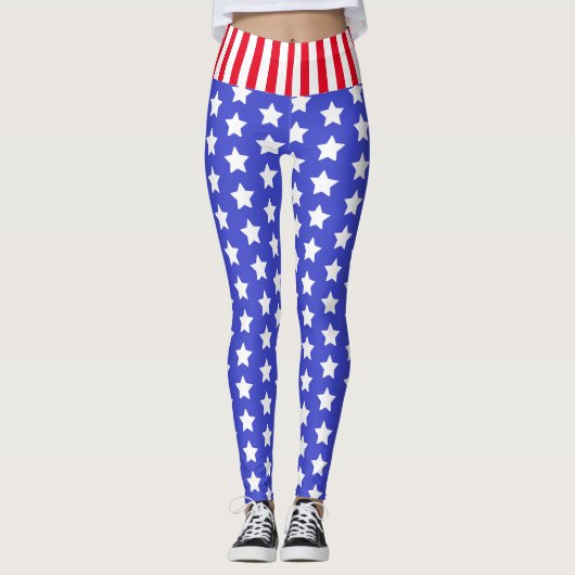 Aangepast merk USA Stars and Stripes Leggings (Voorkant)