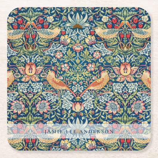 Aangepast merk William Morris Vogels Patroon Kartonnen Onderzetters (Voorkant)